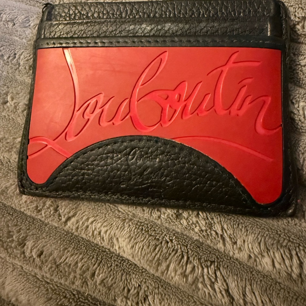 Christian Louboutin Black and Red Embossed Card Holder